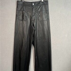 Zara Black Leather-Style Trousers